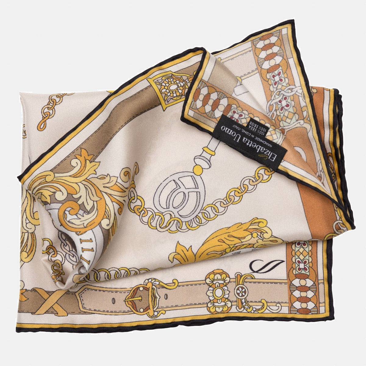 Beige Silk Italian Pocket Square