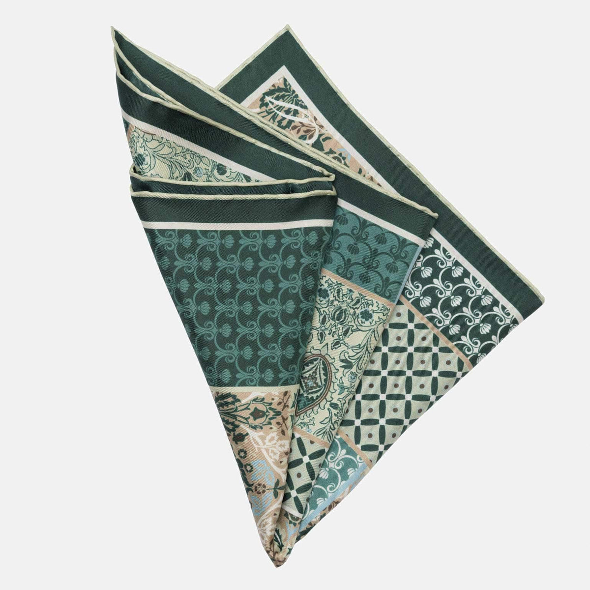 Green and Blue Italian Silk Pocket Square