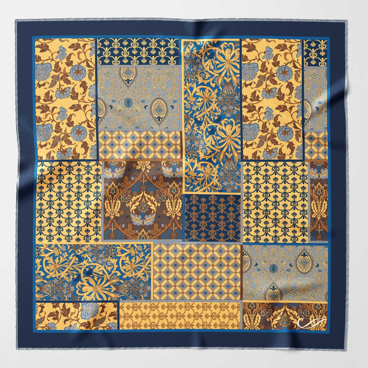 Yellow and Blue Italian Silk Pocket Square