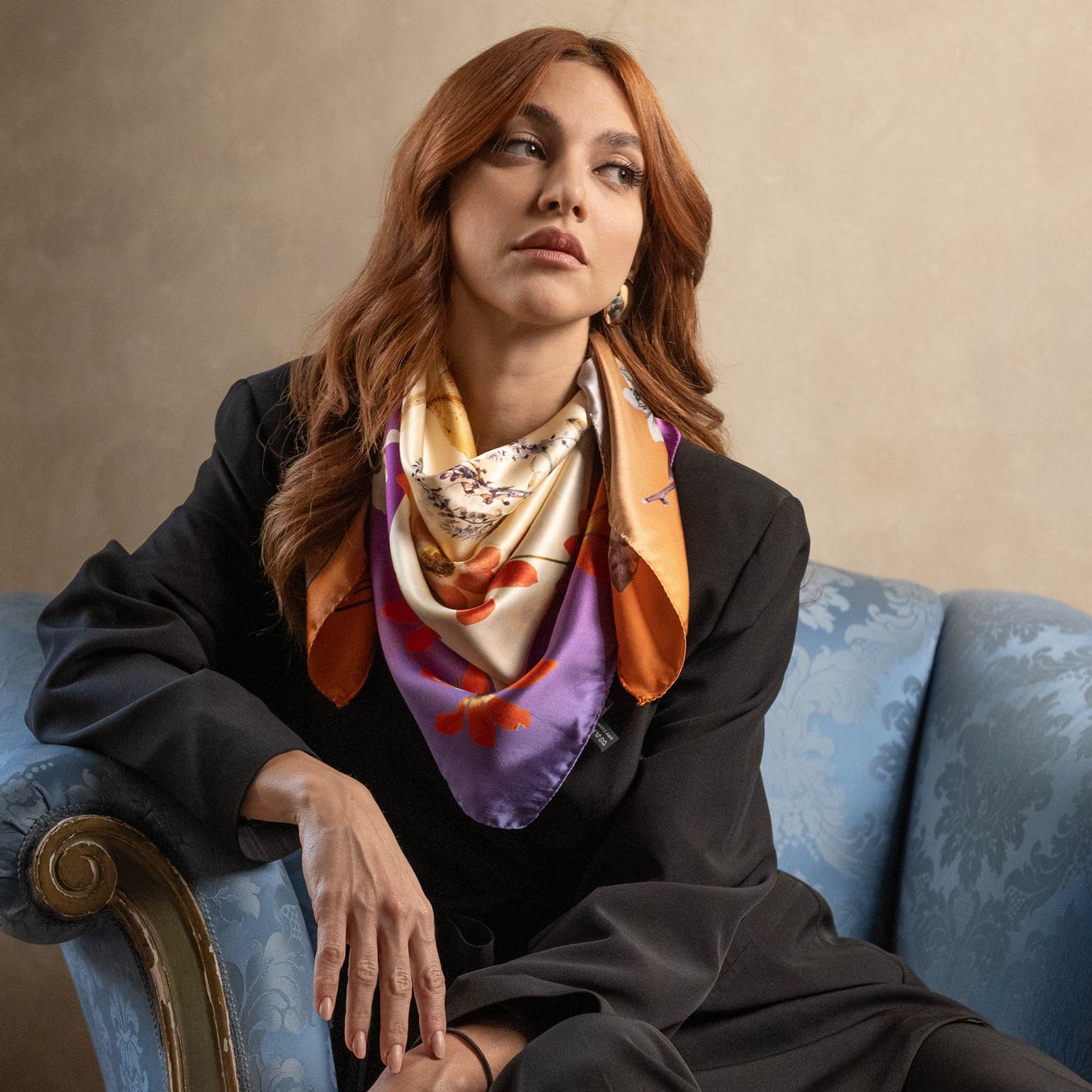 italian silk satin square scarf for women