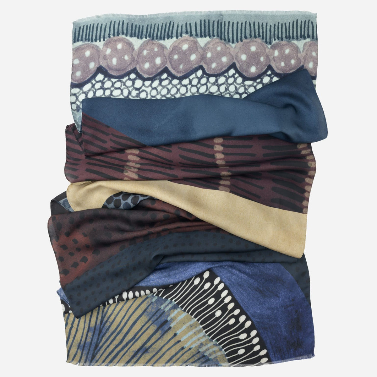 Designer Blue Silk Scarf from Italy