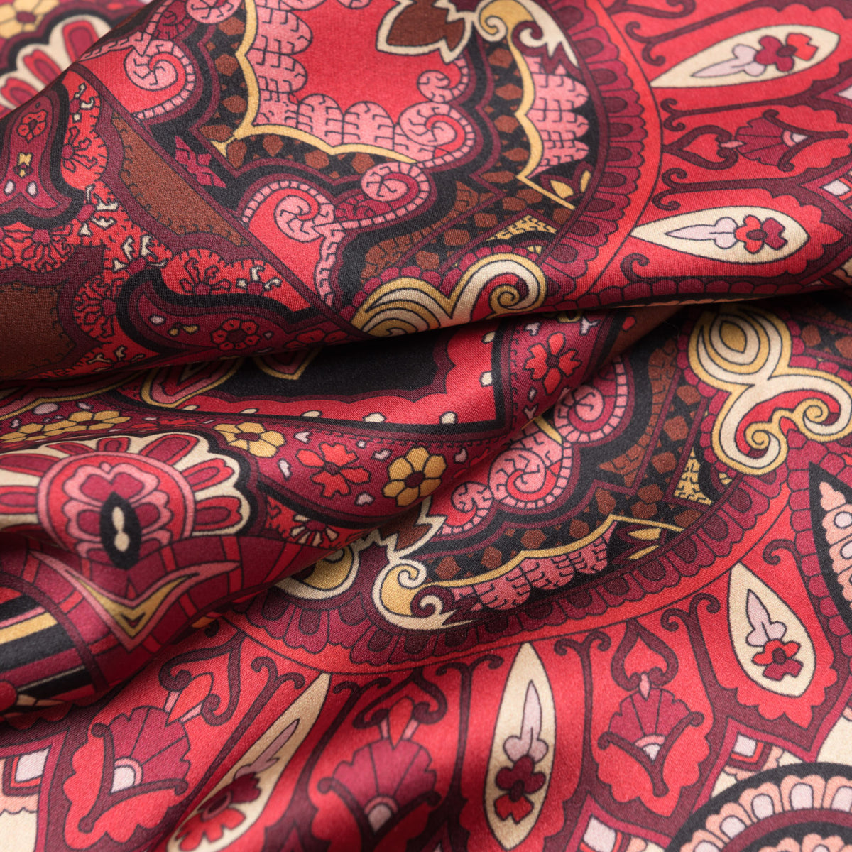 Italian Red Silk Paisley Square Scarf