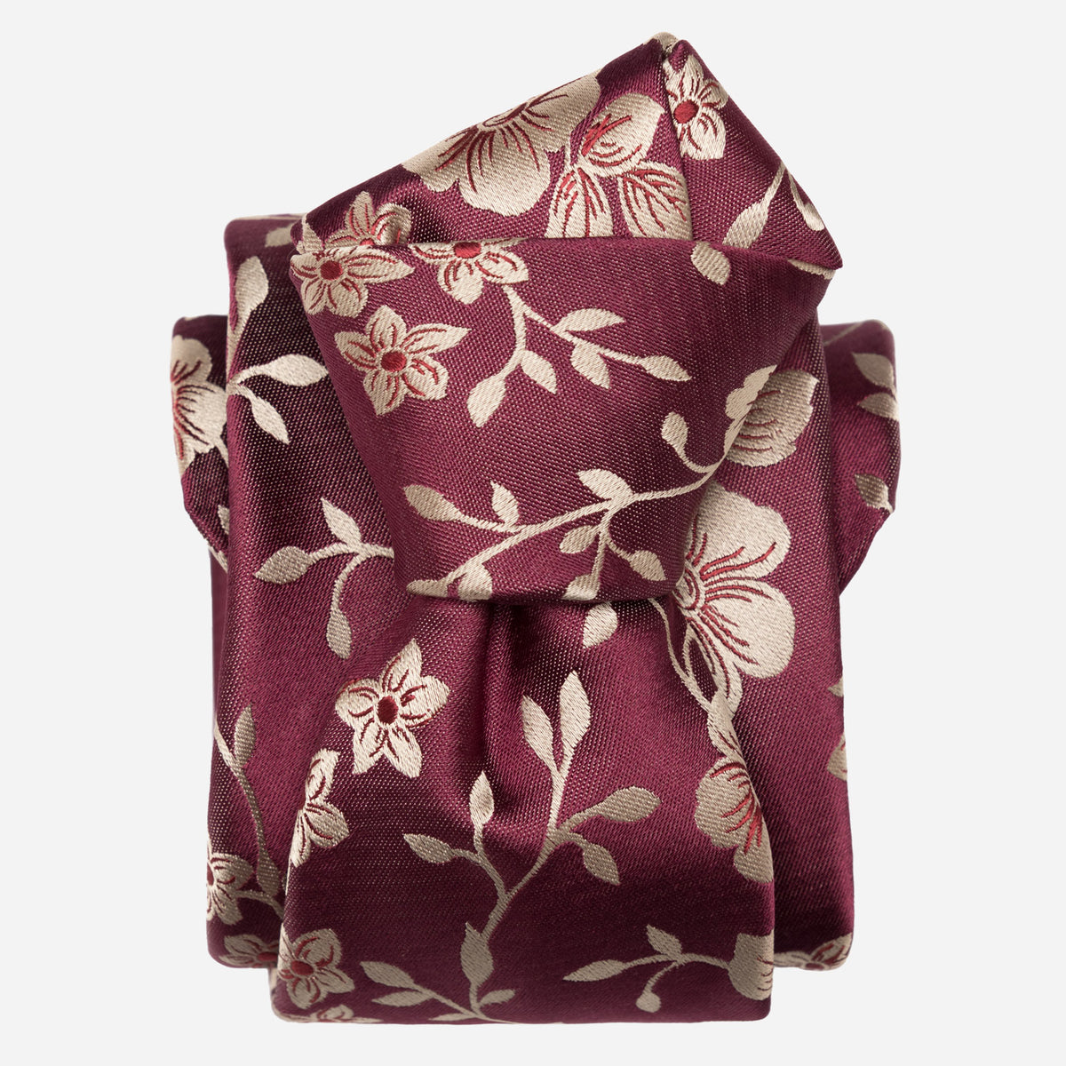 Burgundy Floral Italian Silk Jacquard Tie