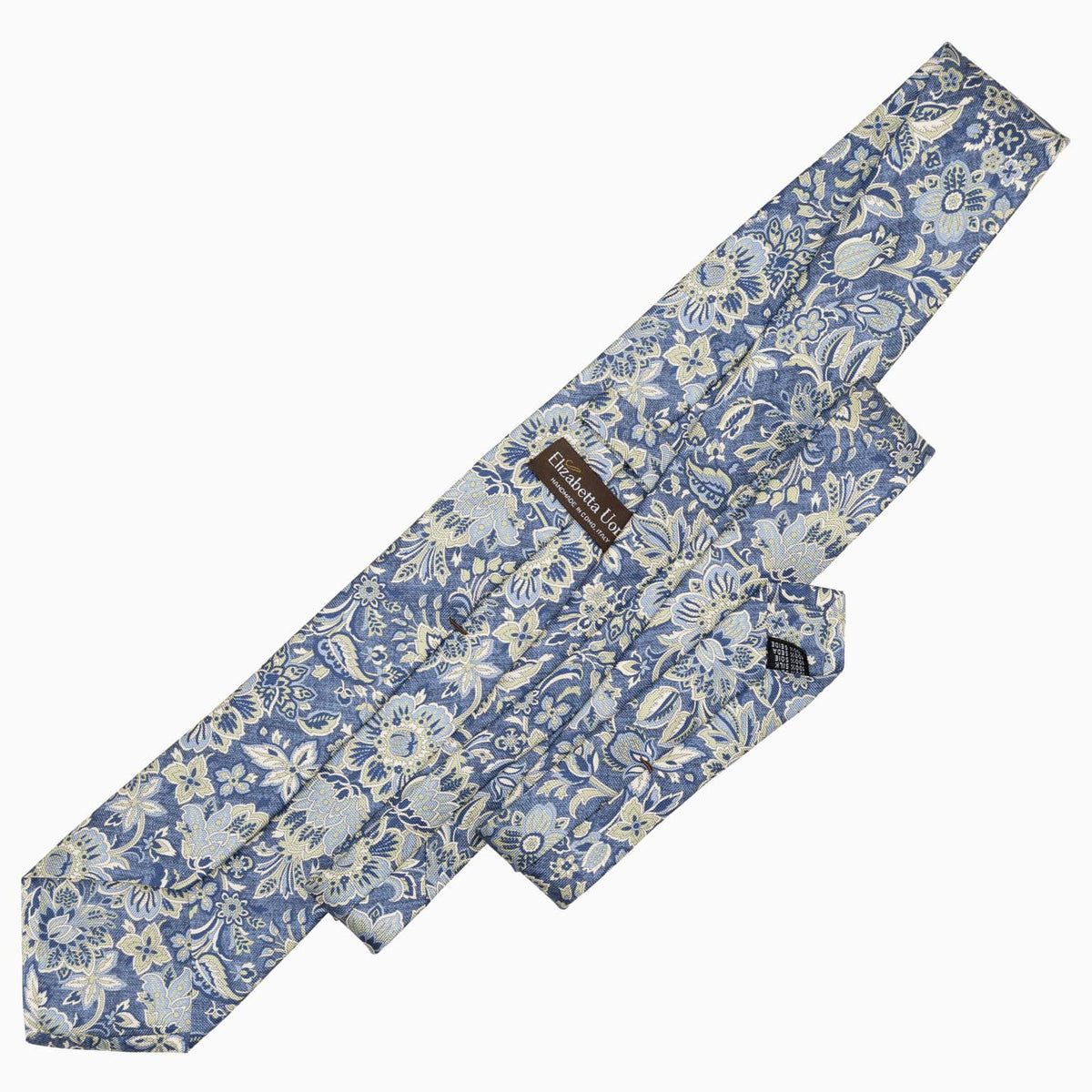 Handmade Italian Silk Tie Blue Floral