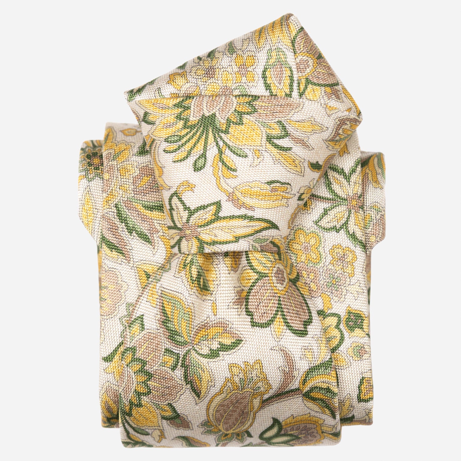 Yellow Handmade Floral Italian Silk Tie