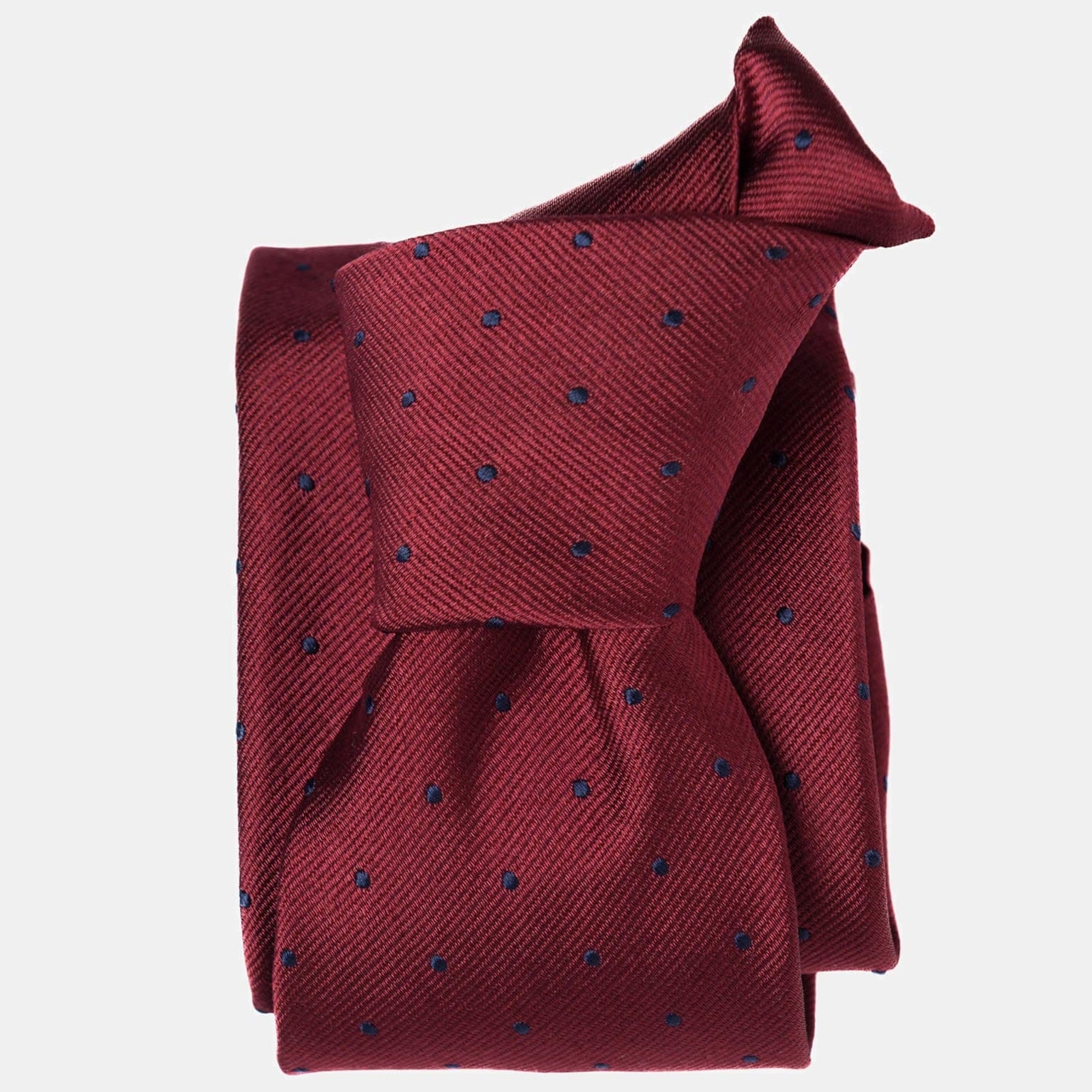 Burgundy Italian Silk Tie - Polka Dots