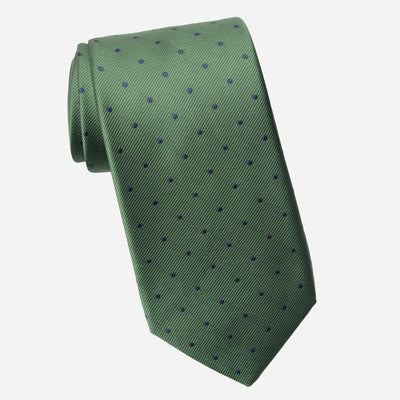 Green Italian Silk Tie - Polka Dots