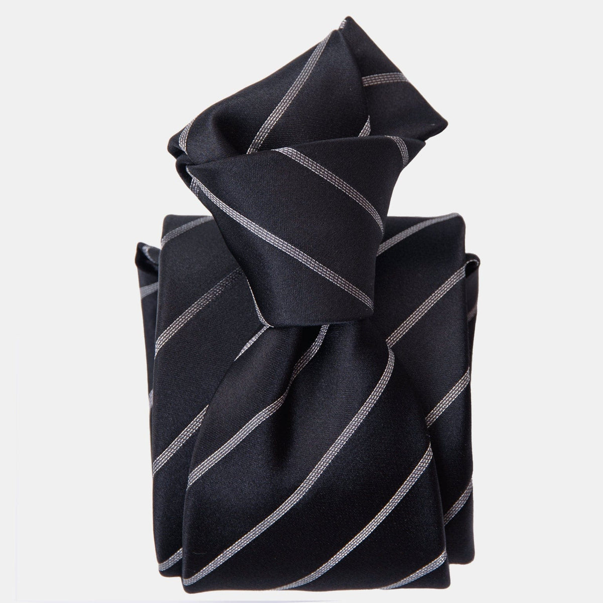 Black Italian Silk Striped Tie