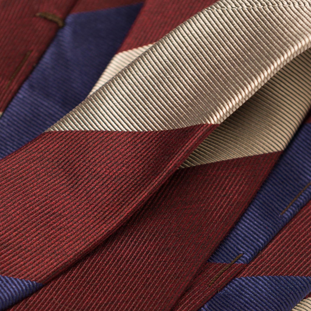 Extra Long Italian Silk Tie - Burgundy Stripes