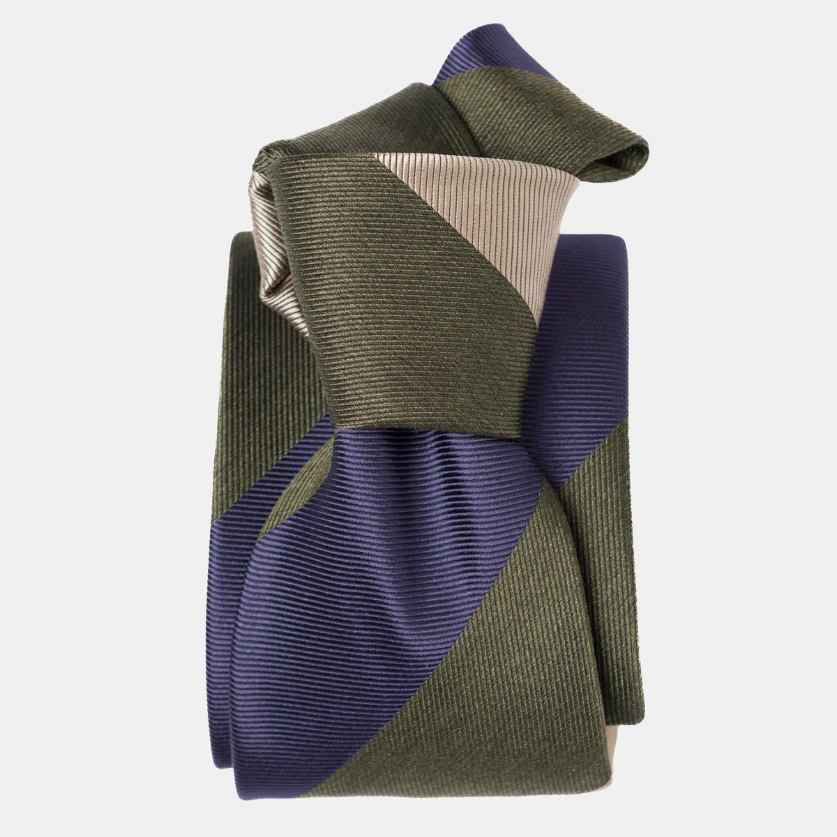 Italian Silk Tie - Sage Green Stripes