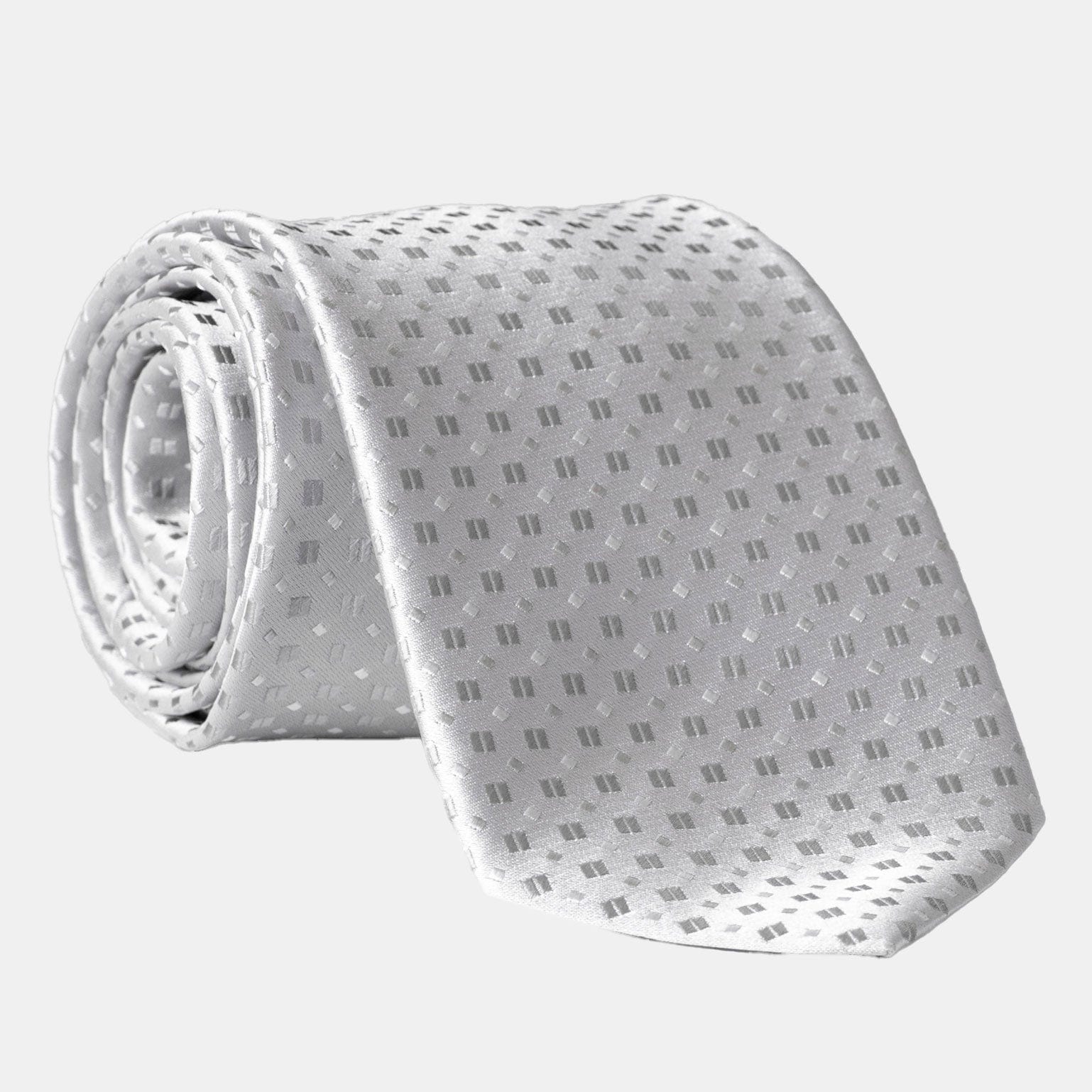 Extra Long Silver Grey Formal Italian Silk Jacquard Tie