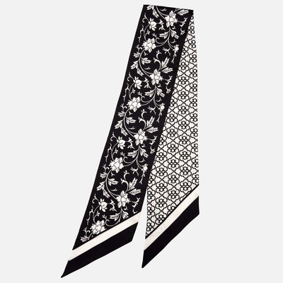 Women's Black Floral Italian Silk Bandeau
