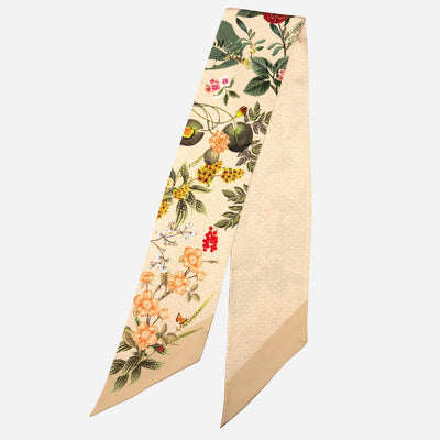 Women's Beige Floral Italian Silk Bandeau