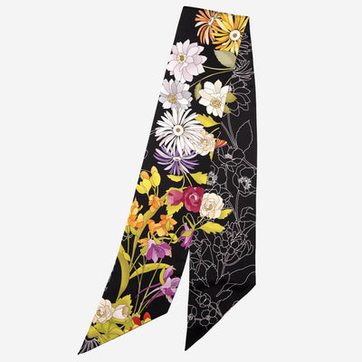 Black Floral Italian Silk Bandeau