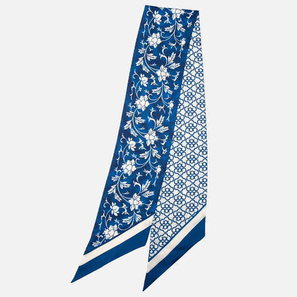 Women's Blue Floral Italian Silk Bandeau
