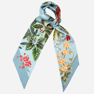 Dusty Blue Floral Italian Silk Bandeau