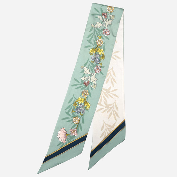 Pale Aqua Floral Italian Silk Bandeau