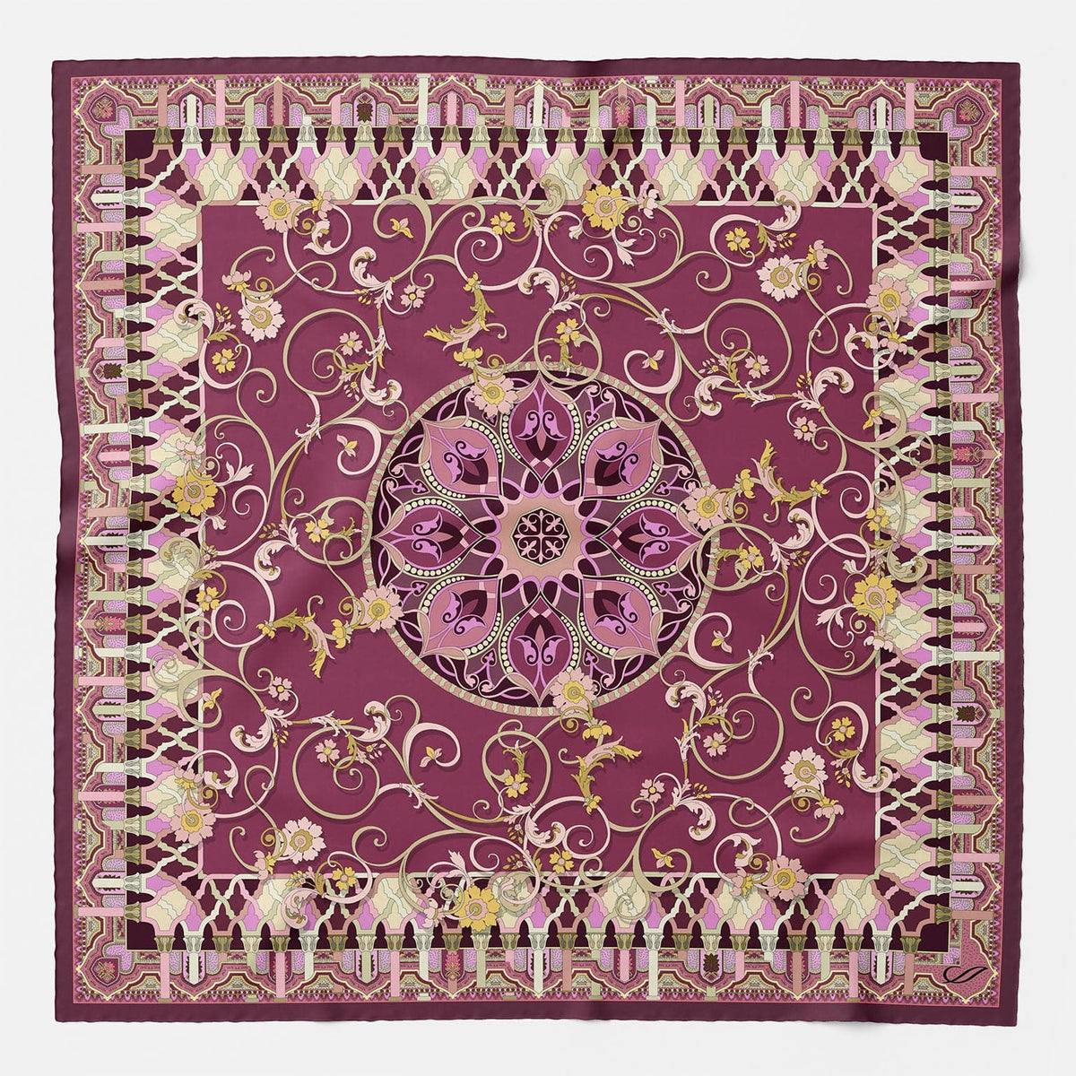 Raspberry Floral Silk Large Shawl Wrap