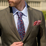 Italian Designer Red and Navy Silk Tie