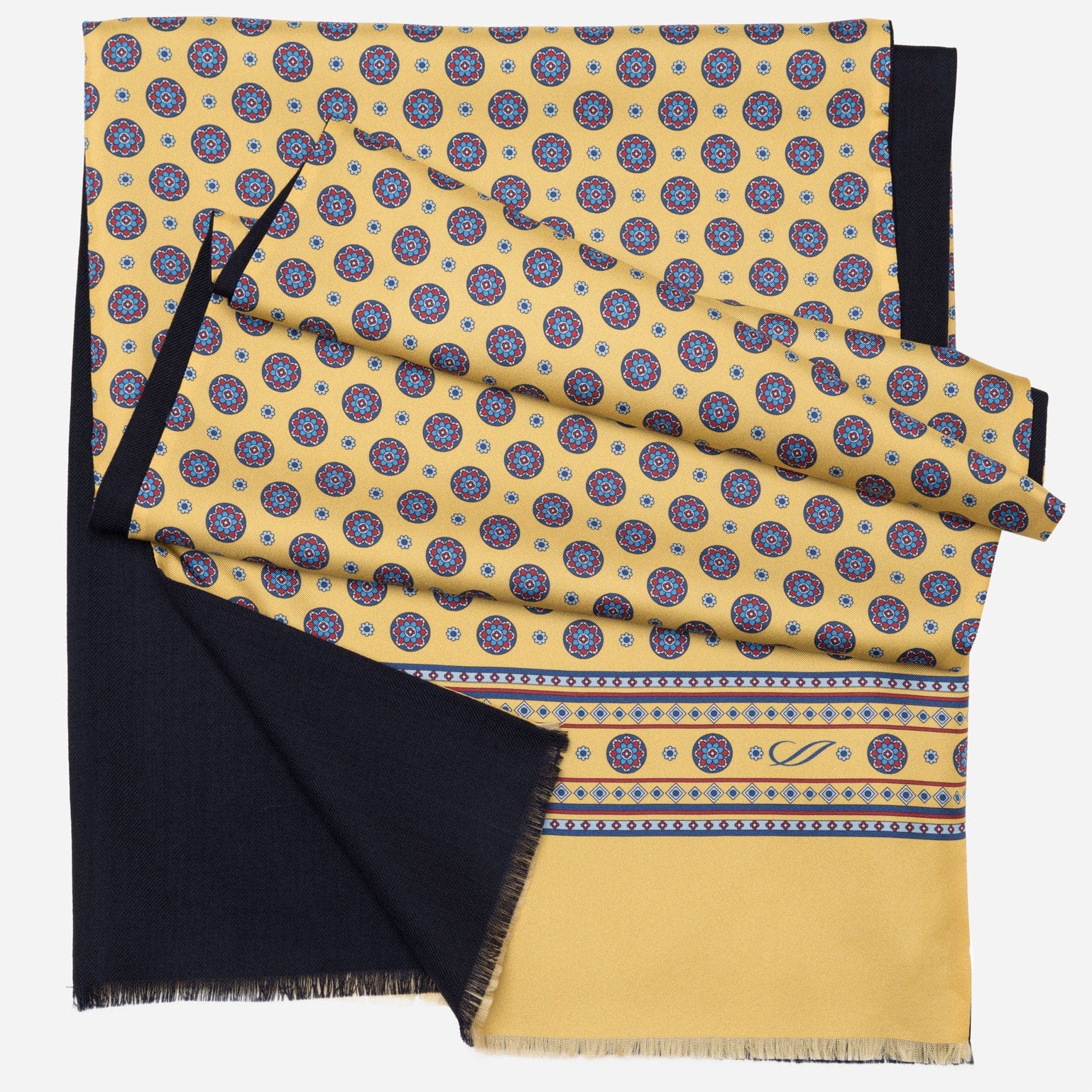 Yellow silk wool double sided luxury Italian scarf for men