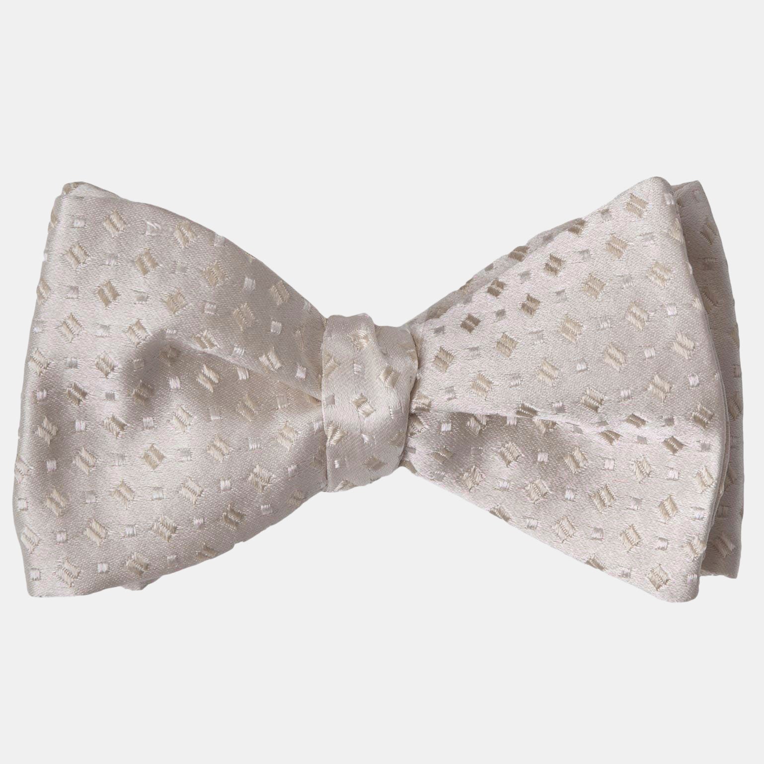 Men's Italian Silk Bow Tie - Ivory Formal