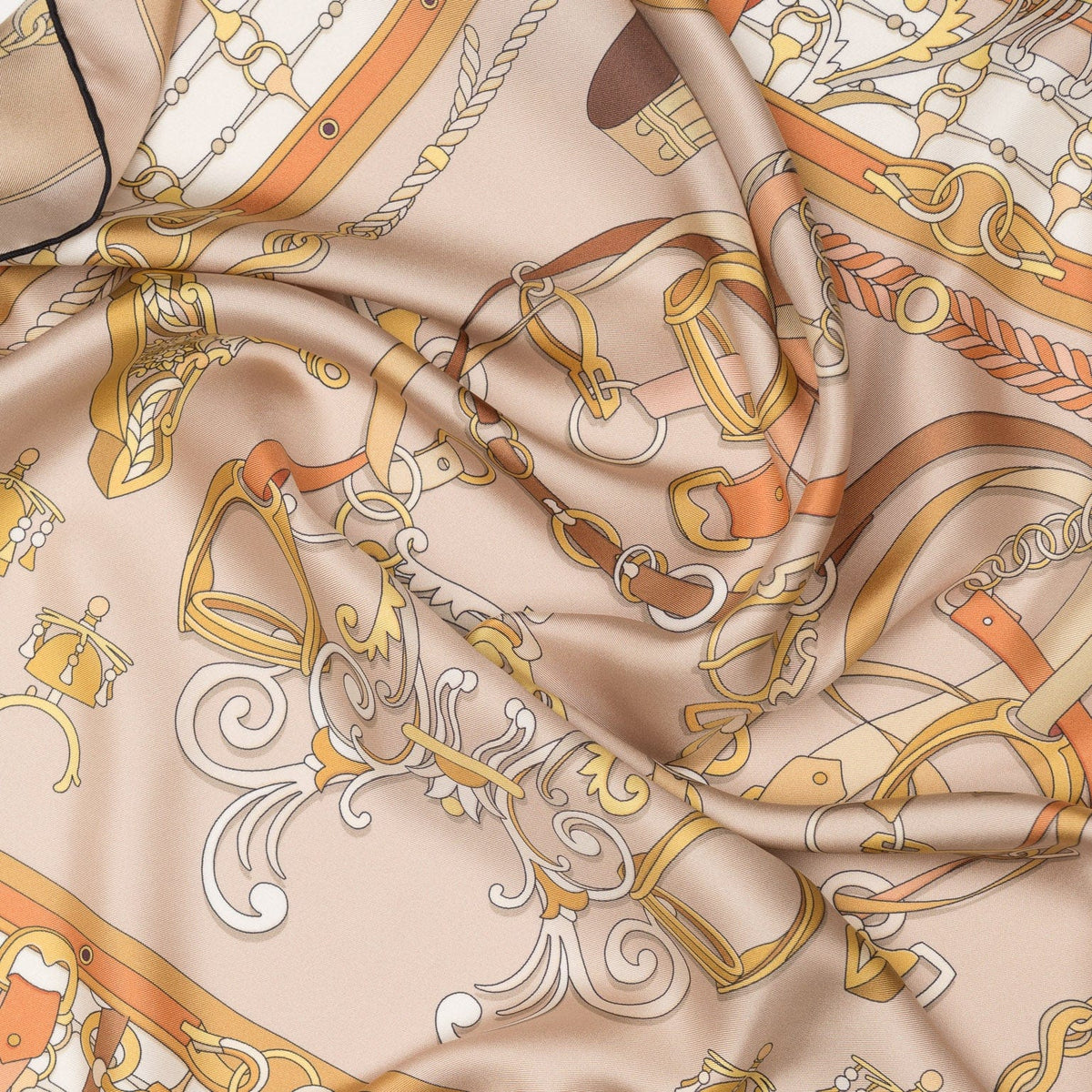 Women's Italian Silk Square Scarf - Tan