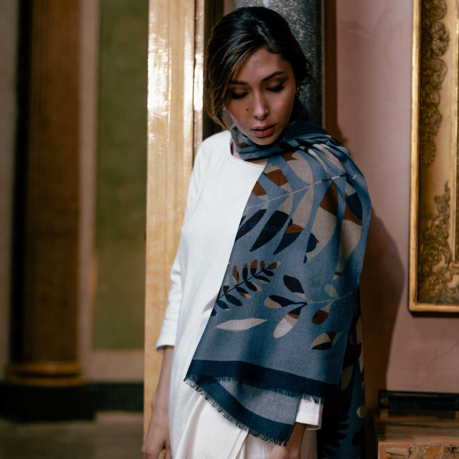 Sky Blue Lightweight Italian Wool Scarf