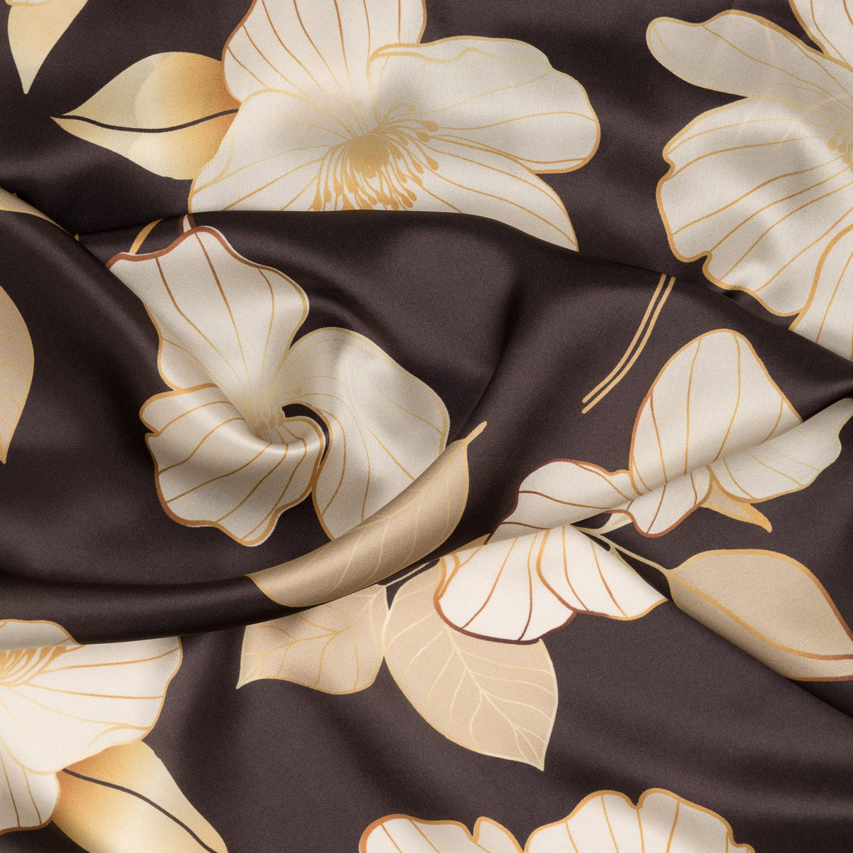 Italian Silk Satin Evening Shawl - Brown