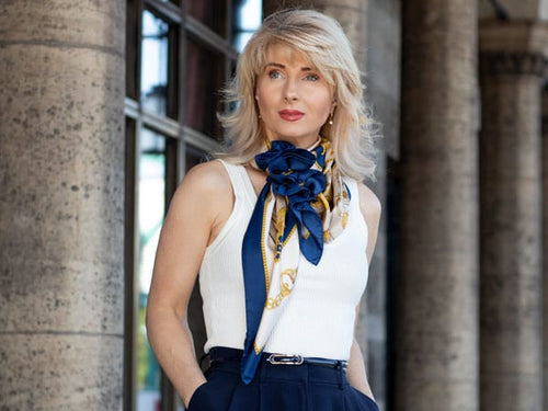 Lake Como silk square scarf for women