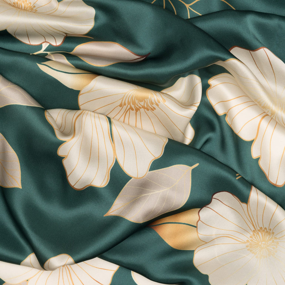 Italian Silk Satin Evening Shawl - Green