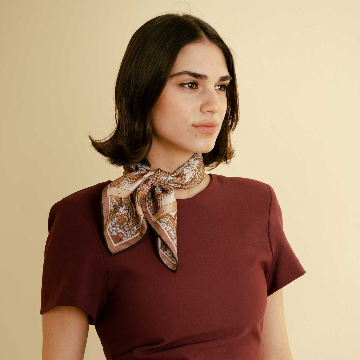 Women's Silk Bandana Brown