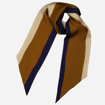Indigo and Orange Skinny Silk Scarf