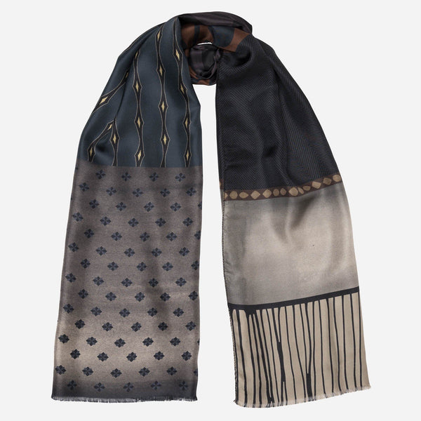 Best Italian Silk Scarf Plum Geometric