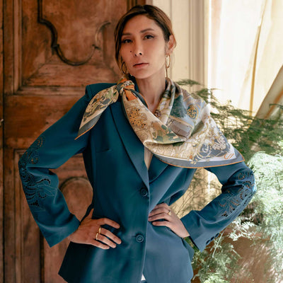 Luxury Italian silk collector's art scarf - Sicily