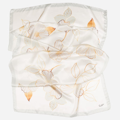 Italian Silk Satin Evening Shawl - Ivory