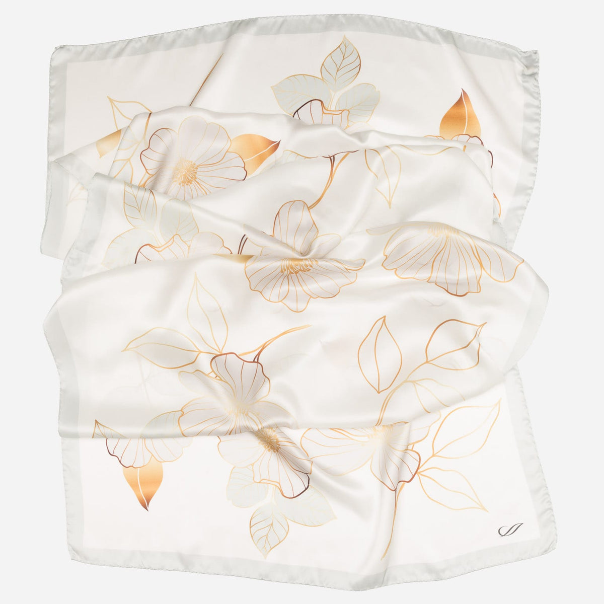 Italian Silk Satin Evening Shawl - Ivory