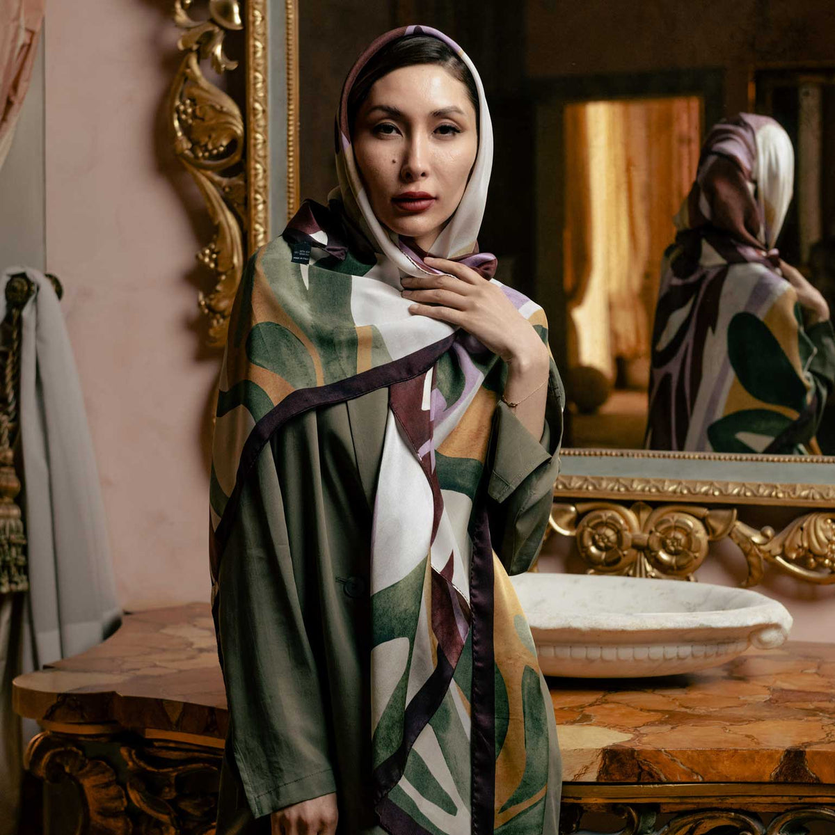 Extra Large Burgundy Silk Square Scarf