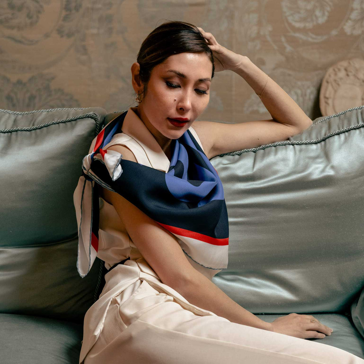 Large square silk foulard made in Italy