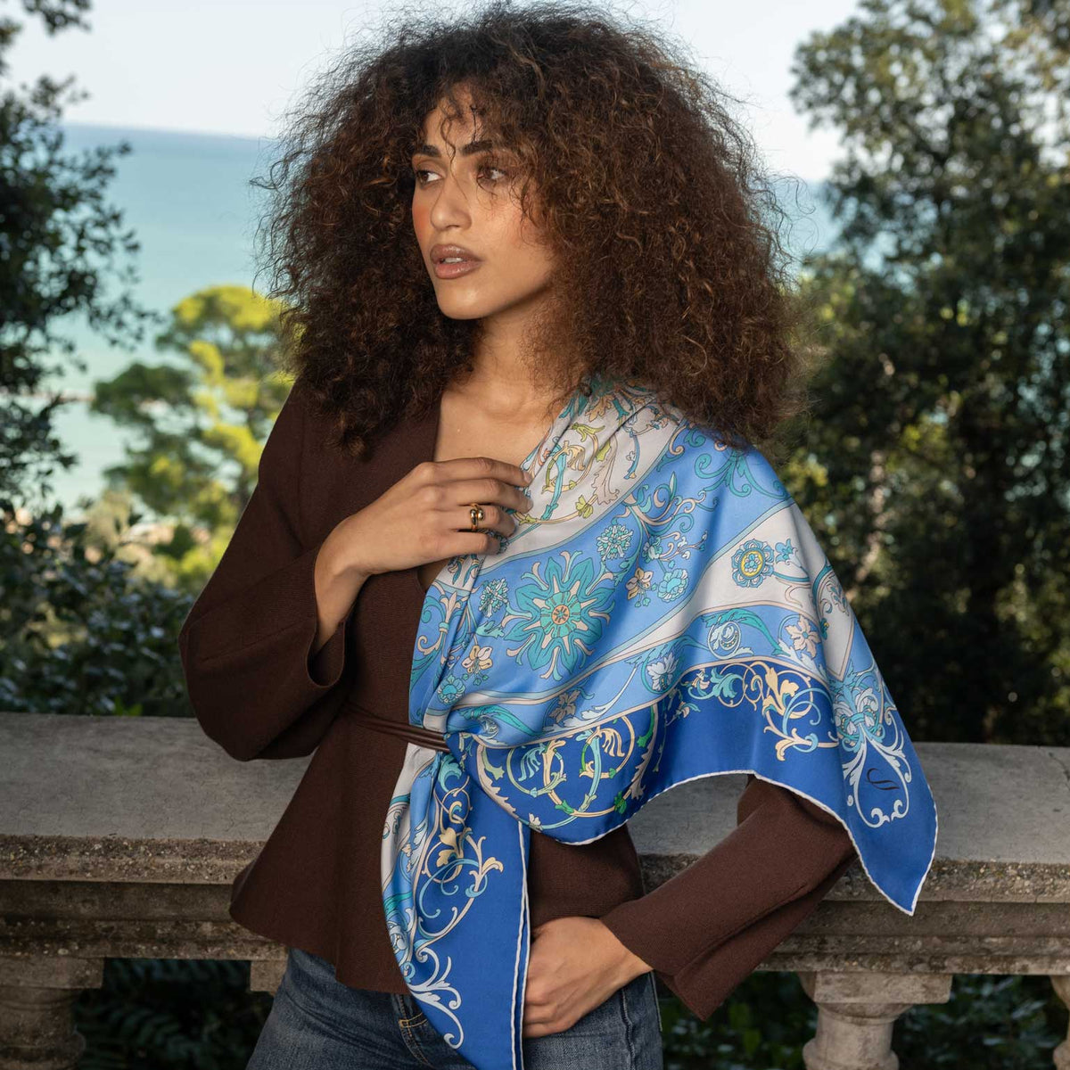 designer handmade Italian silk square scarf