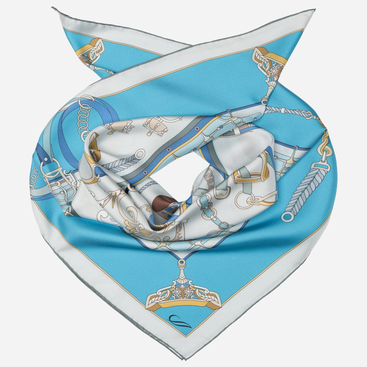 Women's Italian Silk Square Scarf - Blue