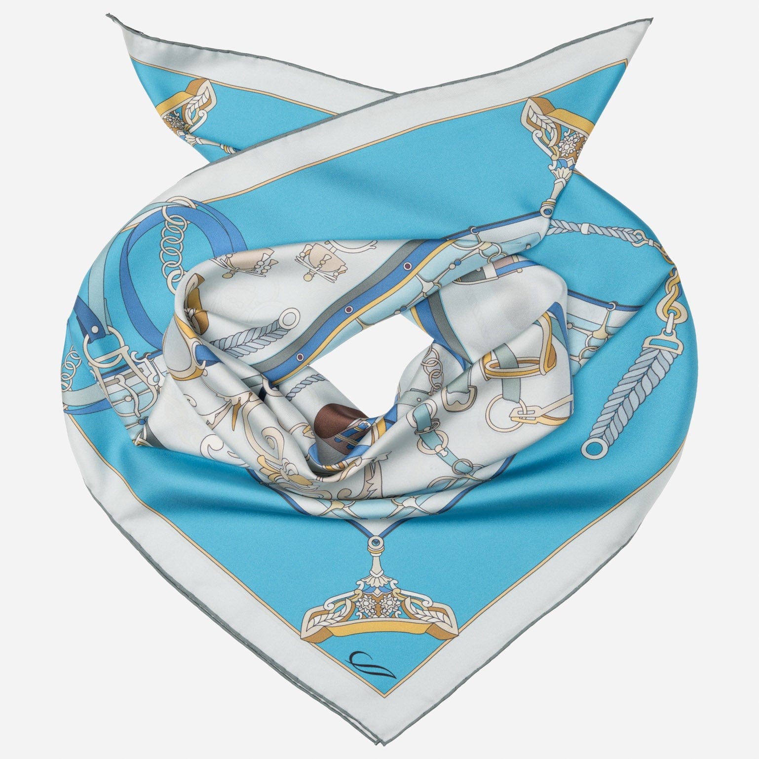 Women's Italian Silk Square Scarf - Blue