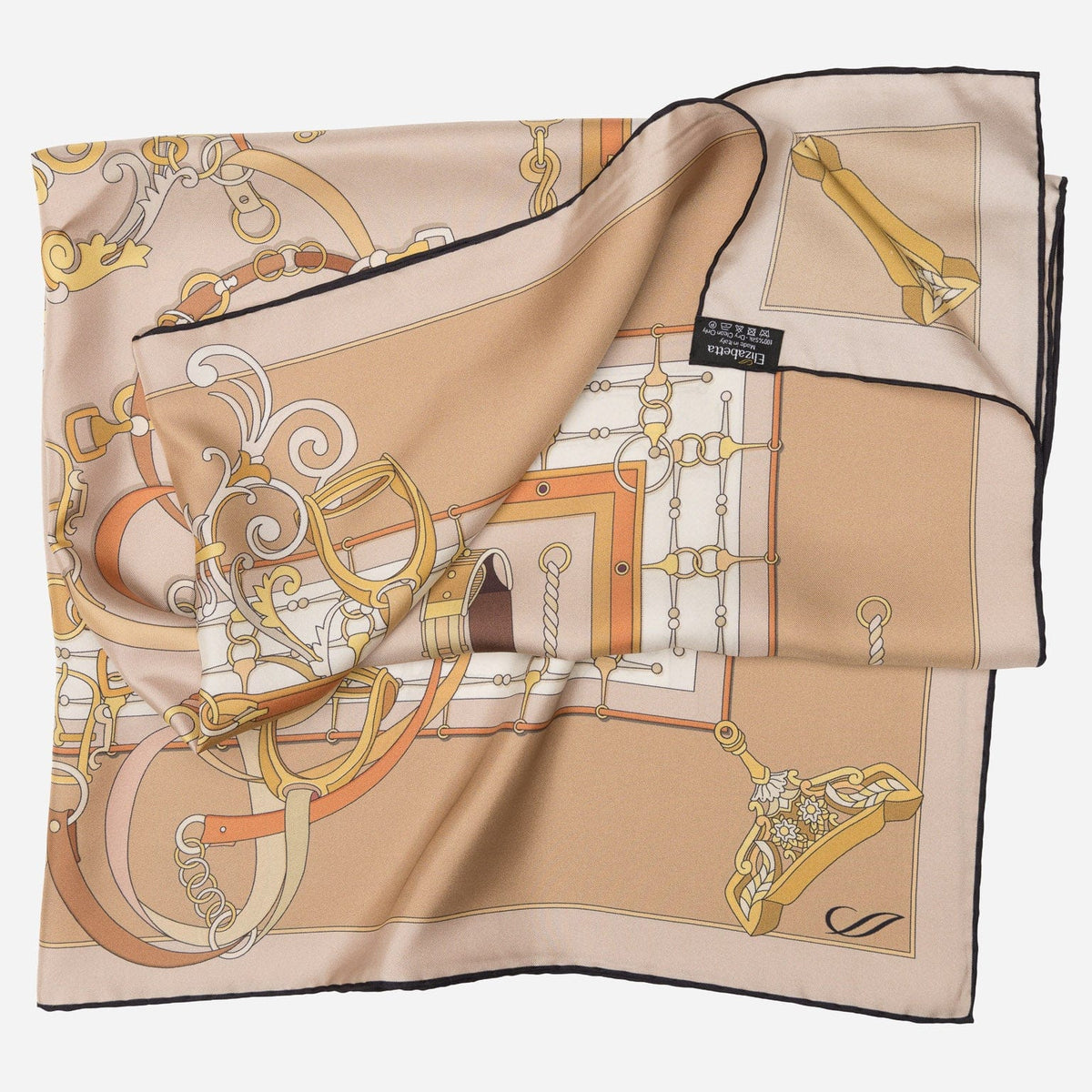 Women's Italian Silk Square Scarf - Tan