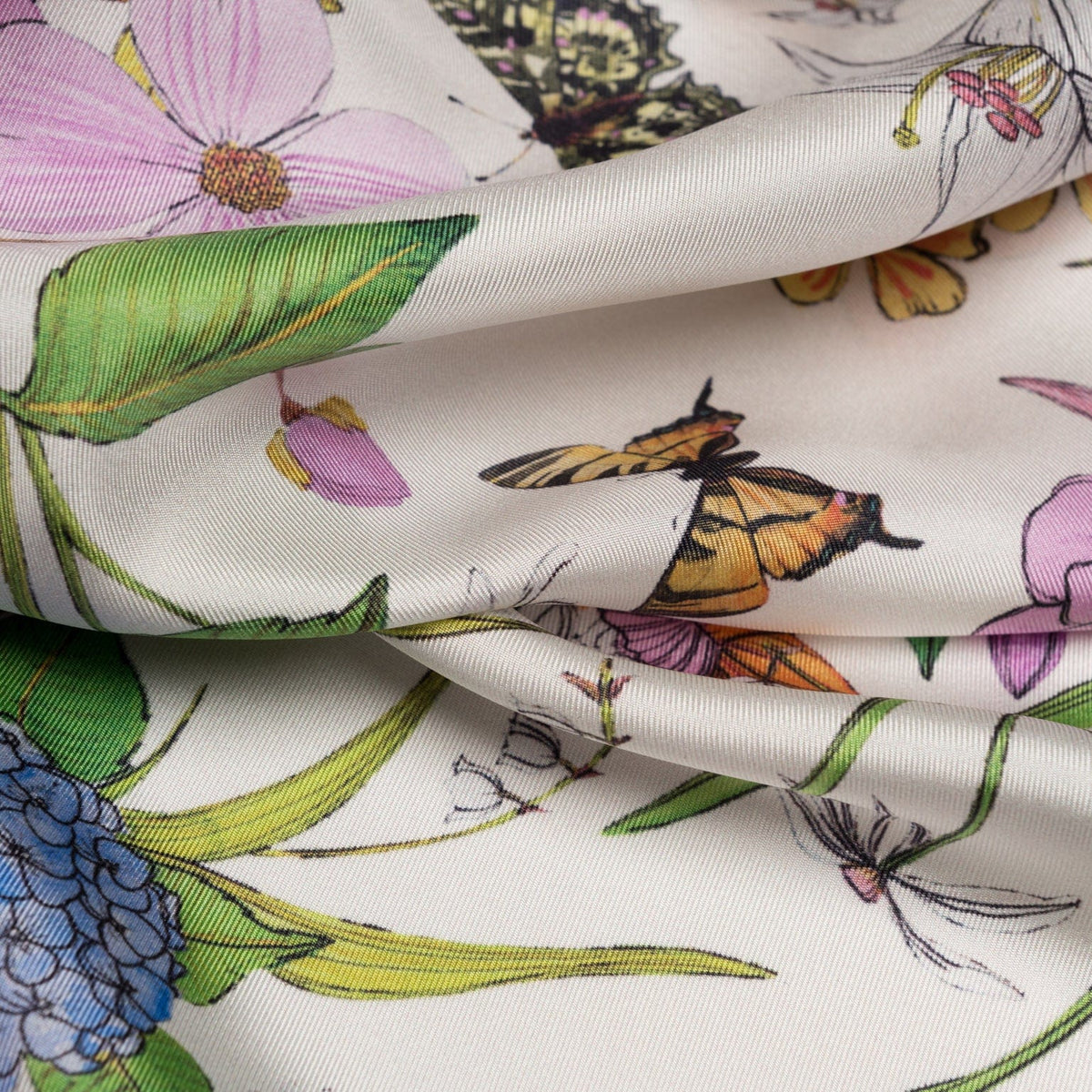 Berry Botanical Print Silk Scarf