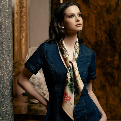 Women's luxury large Italian silk twilly scarf