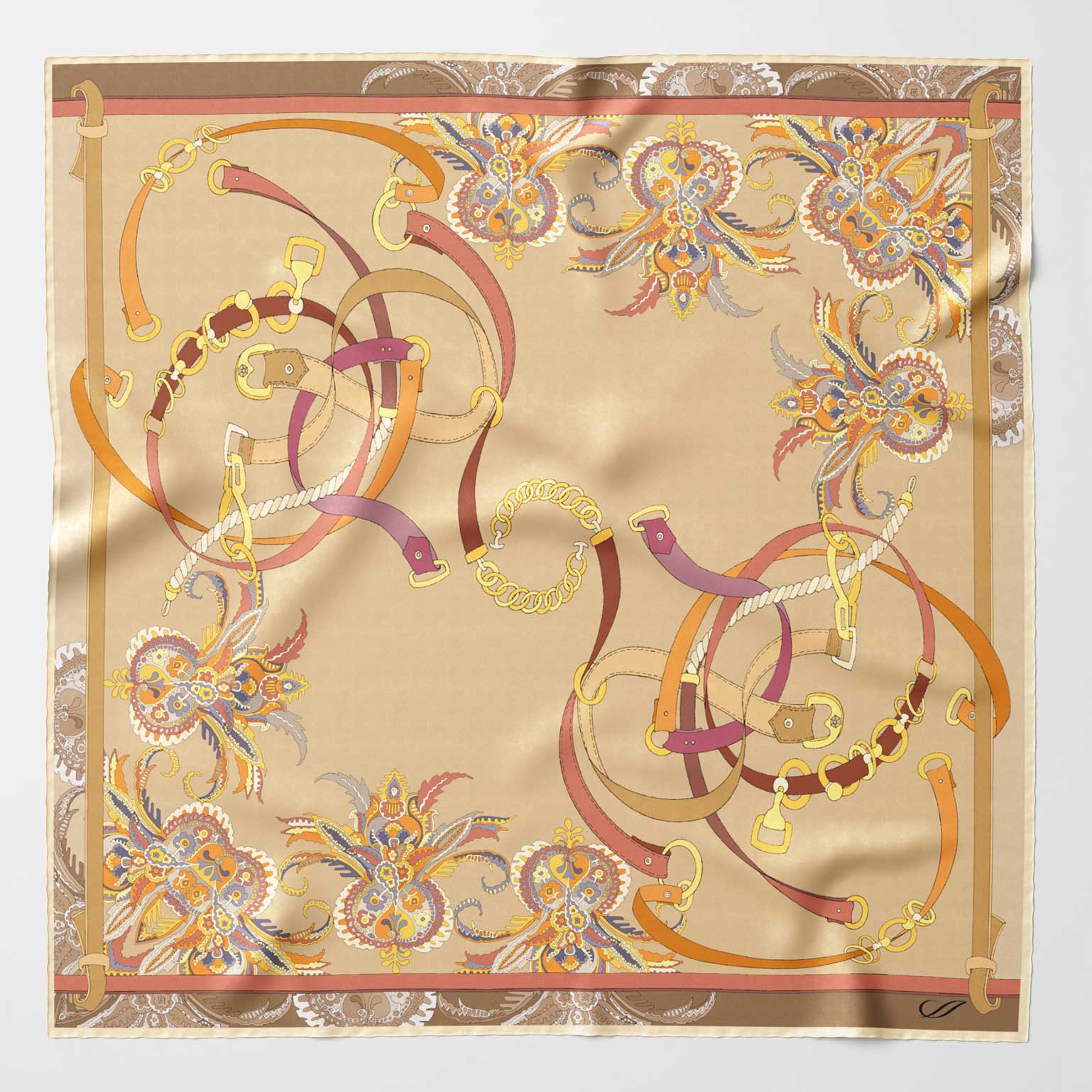 Luxury Italian silk small square scarf bandana