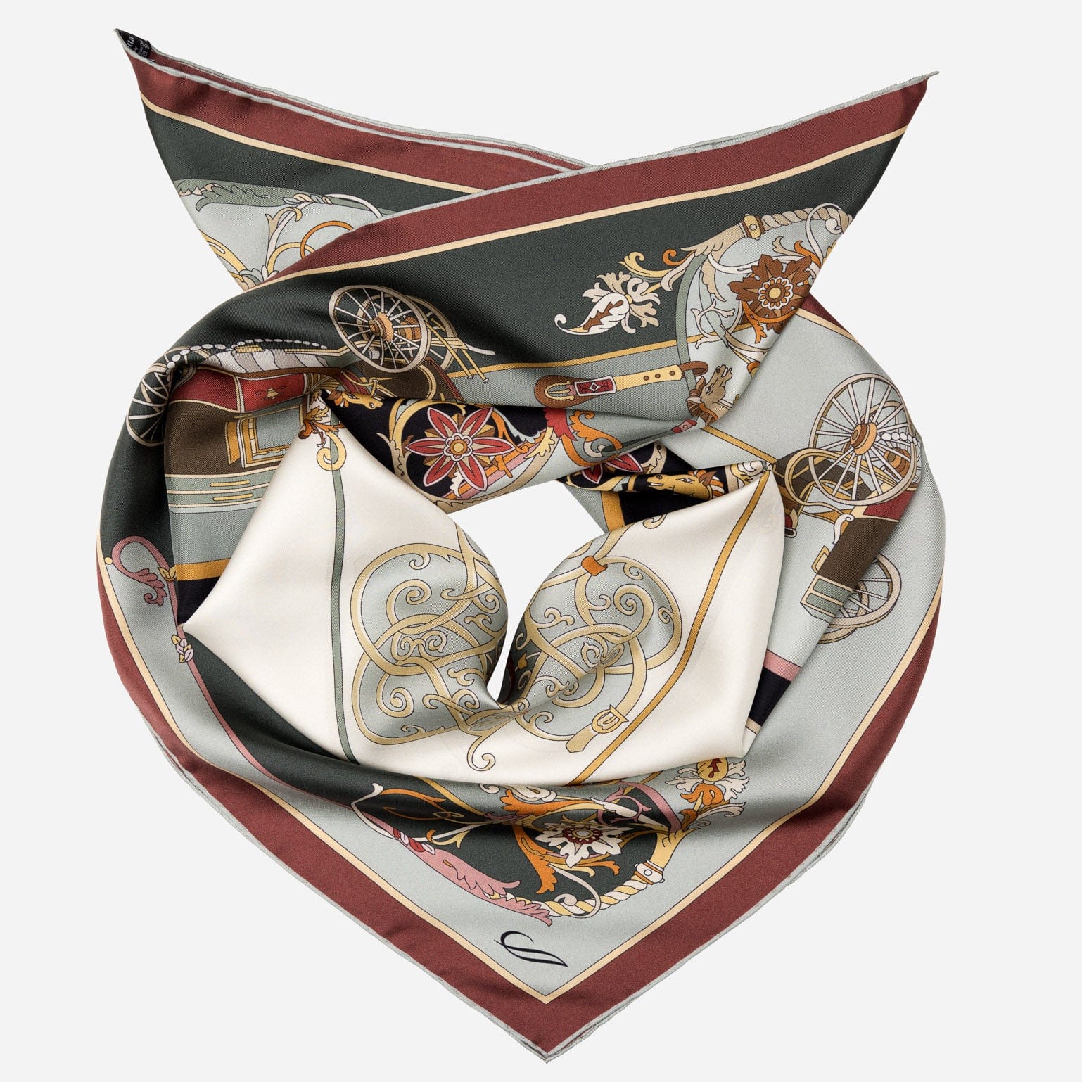 Women's Italian Green Silk Square Scarf