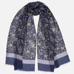 Blue Paisley Wool Scarf