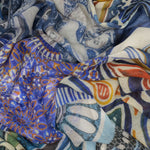 Blue Italian Designer Wool Scarf