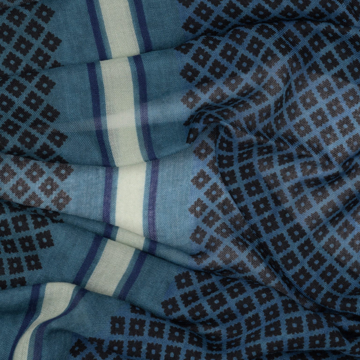 Blue Designer Italian Wool Scarf