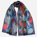 Italian Designer Blue Wool Scarf
